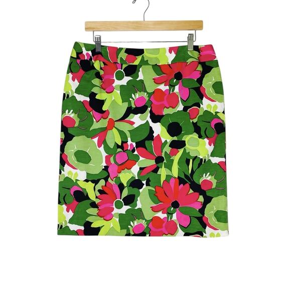 Talbots Skirt Women's Size 14 Floral A-Line Slit Lined Knee Silk Blend Bloomcore - Picture 1 of 7